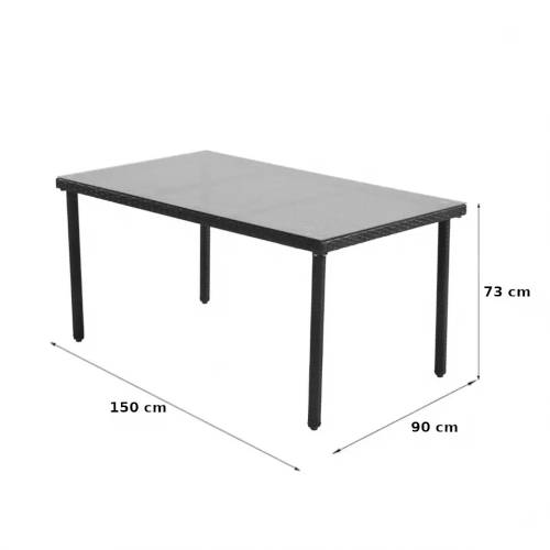 ratanový obdélníkový stůl - rozměry